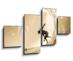 Obraz 4D tydln - 100 x 60 cm F_IS194947698 - Surfing Surfer Wave Closeup Silhouette Vintage - Surfovn Surfa Vlna Detailn Silueta Vintage