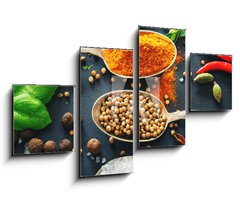 Obraz 4D tydln - 100 x 60 cm F_IS201727339 - Various herbs and spices on dark background