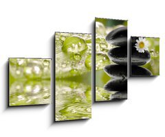 Obraz 4D tydln - 100 x 60 cm F_IS21480398 - Bambus mit Hot Stones Sonnenlicht und Wasser