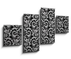 Obraz 4D tydln - 100 x 60 cm F_IS215761199 - Wallpaper in the style of Baroque. Seamless vector background. Black floral ornament. Graphic pattern for fabric, wallpaper, packaging. Ornate Damask flower ornament