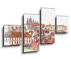 Obraz 4D tydln - 100 x 60 cm F_IS222609286 - illustration of a beautiful view of Prague in the Czech Republic. Watercolor sketch