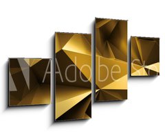 Obraz 4D tydln - 100 x 60 cm F_IS224714765 - 3d render, abstract gold crystal background, faceted texture, macro panorama, wide panoramic polygonal wallpaper