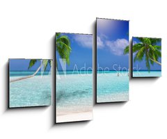Obraz   Traumstrand in den Tropen mit trkisem Meer, Kokosnusspalmen und feinem Sand, 100 x 60 cm