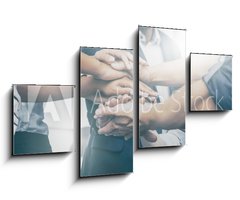 Obraz 4D tydln - 100 x 60 cm F_IS242955192 - Stack of hands. Unity and teamwork concept.