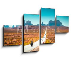 Obraz 4D tydln - 100 x 60 cm F_IS244433077 - Biker on Monument Valley road at sunset, USA