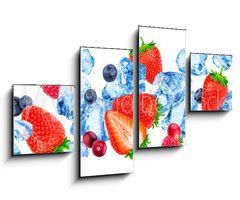 Obraz 4D tydln - 100 x 60 cm F_IS260822852 - Flying pieces of crushed ice and wild berries isolated on white background with clipping path