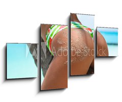 Obraz 4D tydln - 100 x 60 cm F_IS286853872 - Outdoor Closeup of Fit buttocks. Fitness woman on a palm tree. Sexy Ass over exotic beach. Sporty concept. Summertime vacation.