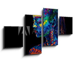 Obraz 4D tydln - 100 x 60 cm F_IS294351588 - UV body art painting of helloween female african warrior