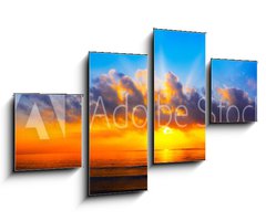 Obraz 4D tydln - 100 x 60 cm F_IS299602179 - panorama of sunset with lighted clouds on the sea