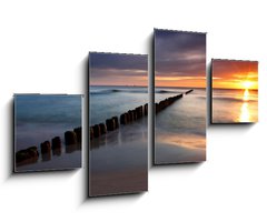 Obraz   Beautiful sunrise at baltic beach in Poland  Hel, 100 x 60 cm