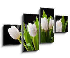 Obraz 4D tydln - 100 x 60 cm F_IS31897392 - Bouquet of white tulips on black background