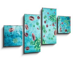 Obraz 4D tydln - 100 x 60 cm F_IS319192851 - Human blood cells and virus. 3d rendering
