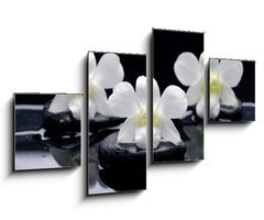 Obraz 4D tydln - 100 x 60 cm F_IS32251402 - Spa Still life with beautiful white orchid on therapy stones