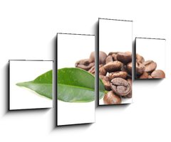 Obraz 4D tydln - 100 x 60 cm F_IS32616843 - coffee grains and leaf