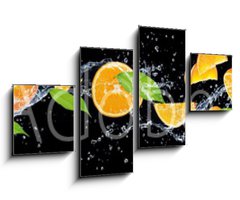 Obraz 4D tydln - 100 x 60 cm F_IS326799222 - panorama of fruits in water on a black background