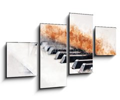 Obraz 4D tydln - 100 x 60 cm F_IS331012703 - Abstract colorful piano keyboard on watercolor illustration painting background.