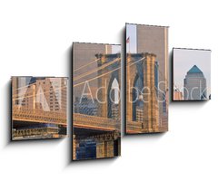 Obraz 4D tydln - 100 x 60 cm F_IS332057516 - View of the World Trade Towers, Brooklyn Bridge with TV helicopter, New York City, NY