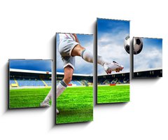 Obraz   Happiness football player after goal on the field of stadium wit, 100 x 60 cm