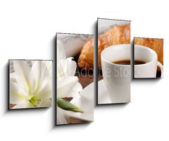 Obraz 4D tydln - 100 x 60 cm F_IS33687972 - Breakfast with newspaper, croissant and coffee