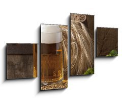 Obraz 4D tydln - 100 x 60 cm F_IS33797507 - beer with barley and hops - pivo s jemenem a chmelem