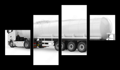 Obraz 4D tydln - 100 x 60 cm F_IS340311682 - Tanker truck 3D rendering isolated on white background. Side