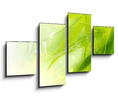 Obraz 4D tydln - 100 x 60 cm F_IS34158661 - Wet bamboo leaves on white background.