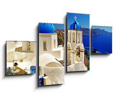 Obraz 4D tydln - 100 x 60 cm F_IS34845316 - beautiful Santorini view of caldera with churches