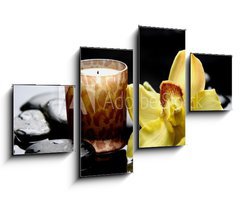 Obraz 4D tydln - 100 x 60 cm F_IS34861680 - aromatherapy candle and zen stones with yellow orchid reflection