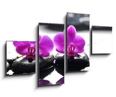 Obraz 4D tydln - 100 x 60 cm F_IS34882612 - Two orchid and black stone with reflection