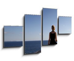 Obraz 4D tydln - 100 x 60 cm F_IS35709780 - girl sitting on rock over ocean