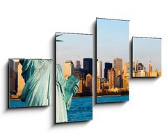 Obraz 4D tydln - 100 x 60 cm F_IS36398482 - New York Manhattan statue de la Libert - New York Manhattan socha de Libert