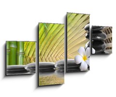 Obraz 4D tydln - 100 x 60 cm F_IS36716106 - spa stones,bamboo  with frangipani - lzesk kameny, bambus s frangipani