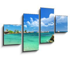 Obraz 4D tydln - 100 x 60 cm F_IS37366867 - Seychelles , beach panorama - Seychely, plov panorama