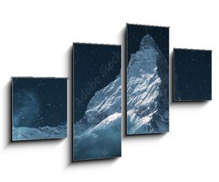 Obraz 4D tydln - 100 x 60 cm F_IS383981906 - panoramic view to the majestic Matterhorn mountain at night. Valais, Switzerland