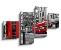 Obraz 4D tydln - 100 x 60 cm F_IS38435488 - Cabine tlphonique et bus rouges   Londres (UK)