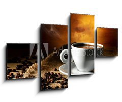 Obraz 4D tydln - 100 x 60 cm F_IS38936465 - coffee cup with coffee beans