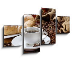 Obraz 4D tydln - 100 x 60 cm F_IS39147231 - coffee cup with croissant