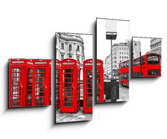 Obraz 4D tydln - 100 x 60 cm F_IS39354761 - Red telephone boxes and double-decker bus, london, UK.