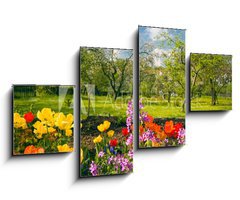 Obraz   Blumen vor Streuobstgarten, 100 x 60 cm