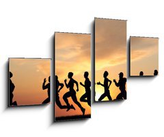 Obraz 4D tydln - 100 x 60 cm F_IS41044614 - Marathon, black silhouettes of runners on the sunset