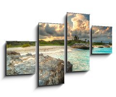 Obraz 4D tydln - 100 x 60 cm F_IS41177940 - Caribbean beach in Mexico at sunset