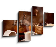 Obraz 4D tydln - 100 x 60 cm F_IS42479858 - Caff tostato e macinato con cappuccino caldo