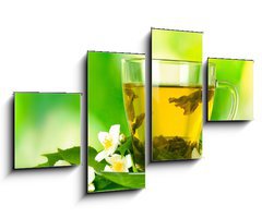 Obraz 4D tydln - 100 x 60 cm F_IS42891888 - cup of green tea with jasmine flowers