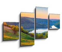 Obraz 4D tydln - 100 x 60 cm F_IS434259708 - Vivid sunrise landscape in the national nature park Podilski Tovtry, canyon and Studenytsia river is tributary of Dnister river, view from above