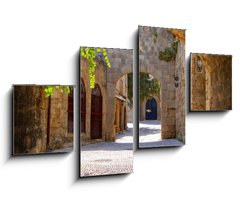 Obraz 4D tydln - 100 x 60 cm F_IS43877162 - Medieval arched street in the old town of Rhodes, Greece