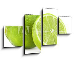 Obraz   Fresh lime and slice, Isolated on white background, 100 x 60 cm