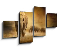 Obraz 4D tydln - 100 x 60 cm F_IS44396758 - Elephants at sunset