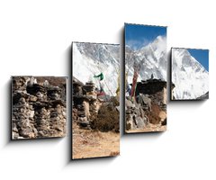 Obraz   buddhist prayer walls or prayer stupas in nepal, 100 x 60 cm