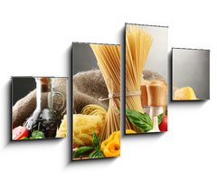 Obraz 4D tydln - 100 x 60 cm F_IS44669251 - Pasta spaghetti, vegetables and spices, - Tstoviny pagety, zelenina a koen,