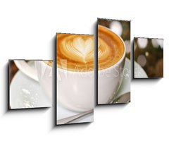 Obraz 4D tydln - 100 x 60 cm F_IS44859040 - Cappuccino or latte coffee with heart shape